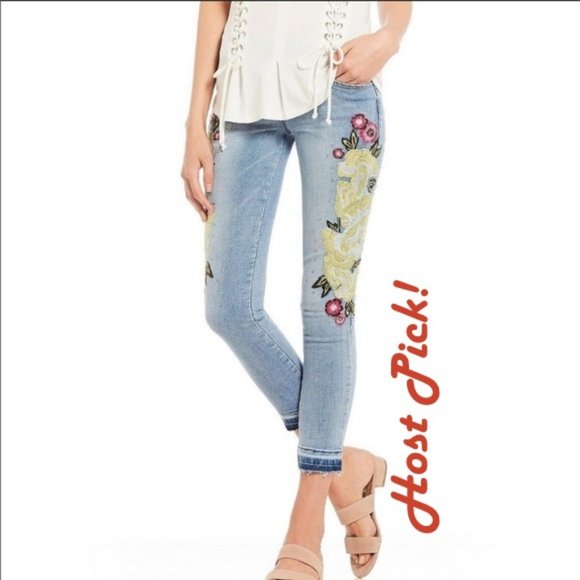 William Rast NEW Embroidered Studded Skinny Ankle Jeans Denim Womens NWT 🎉HP🎉 - Picture 3 of 10